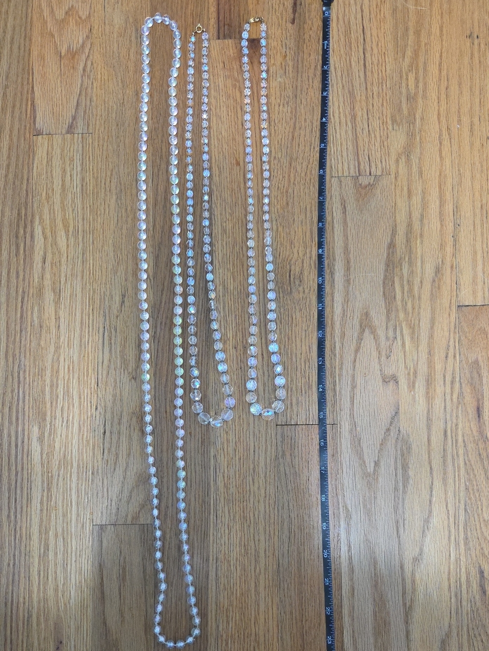 Crystal Bead Long Necklaces - Iridescent White